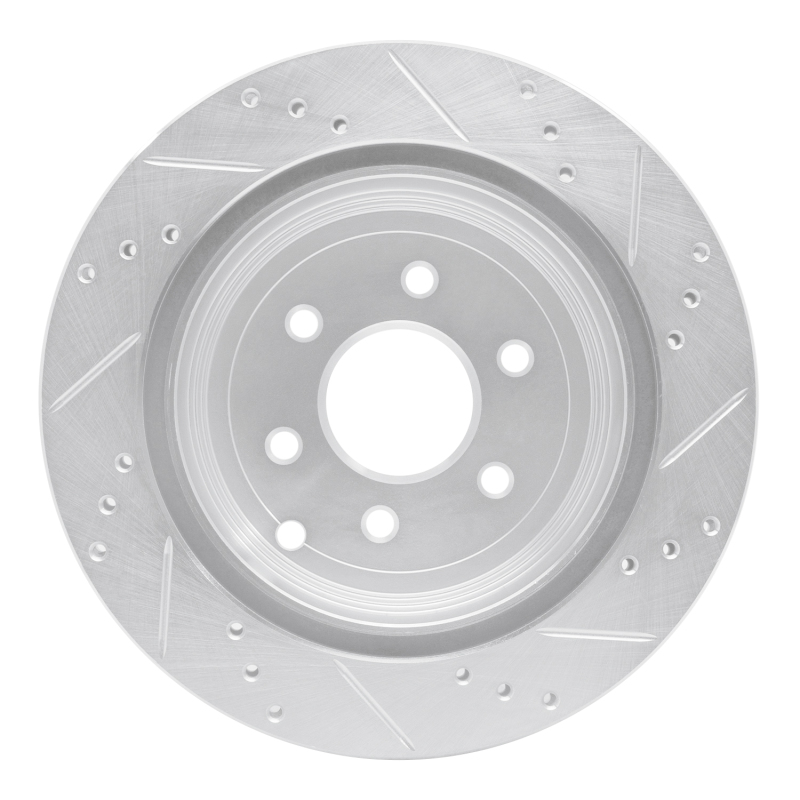Nissan Pathfinder Brake Rotor (1) - Rear Left - R1 Concepts - Drilled & Slotted - Silver - `05-`12